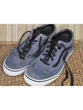 VANS Old School Skate Low Top Youth Boy's Size 5 Skate Shoes Blue Black Suede